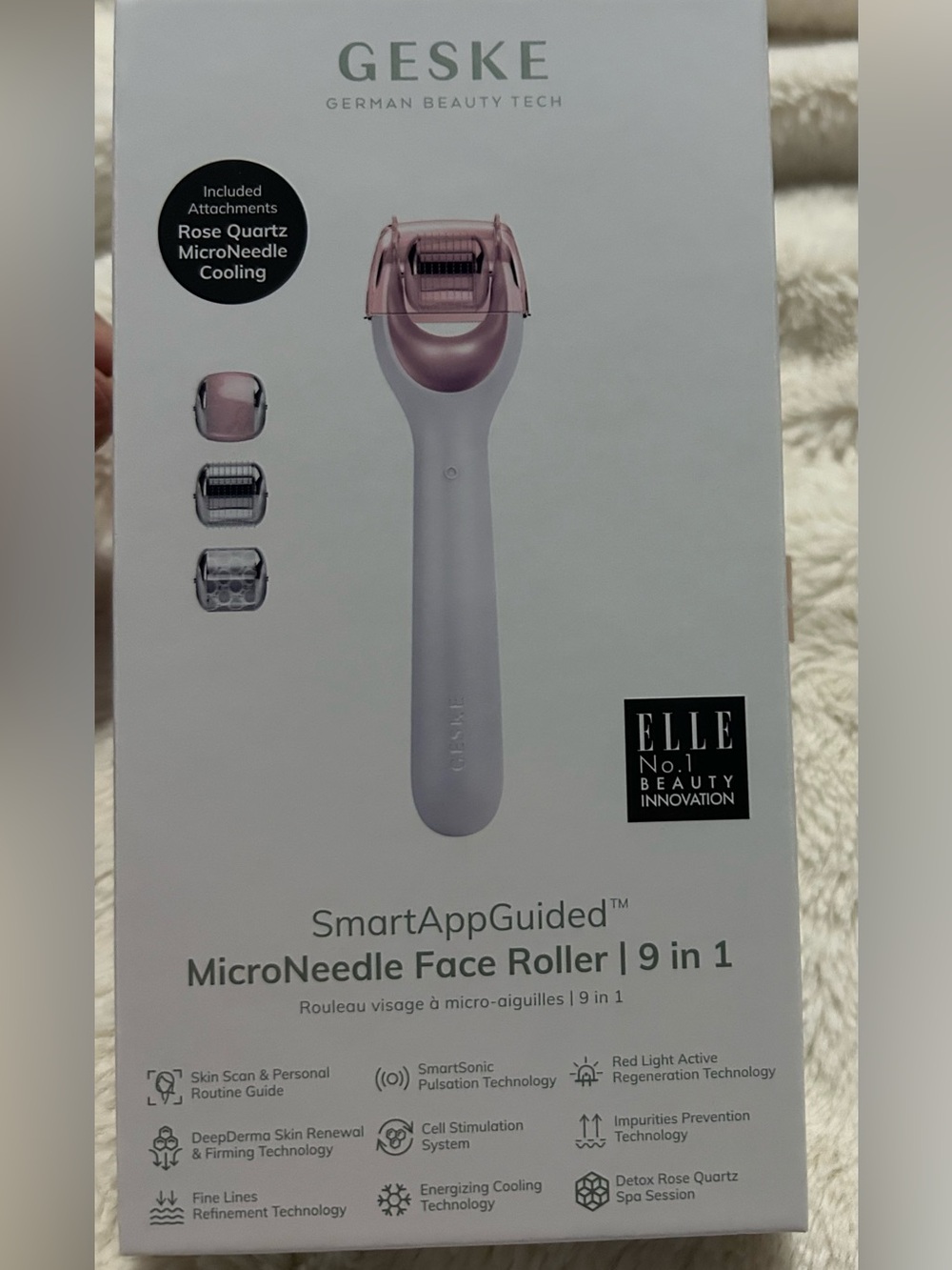 Geske Smartapp Guided MicroNeedle Face Roller in Pink and White New in Box